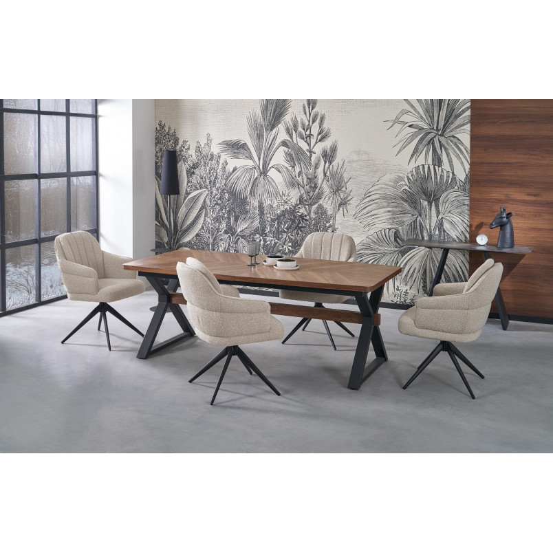 Stół rozkładany w jodełkę Baron 200-350x100cm orzech / czarny Halmar