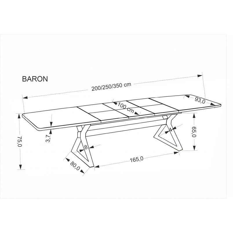 Stół rozkładany w jodełkę Baron 200-350x100cm orzech / czarny Halmar