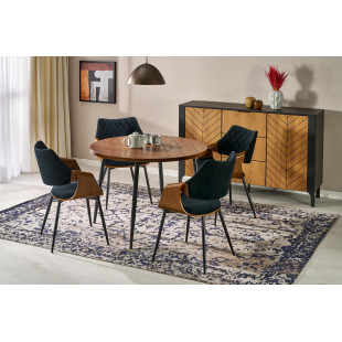 Stół okrągły Barry 105cm orzech / czarny Halmar