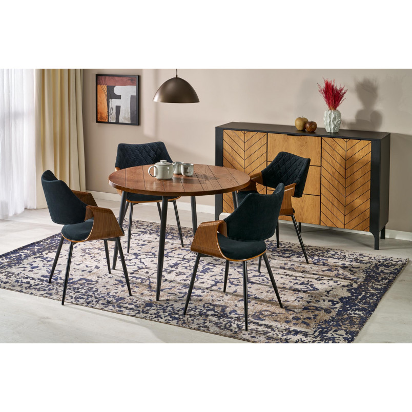 Stół okrągły Barry 105cm orzech / czarny Halmar