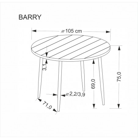 Stół okrągły Barry 105cm orzech / czarny Halmar