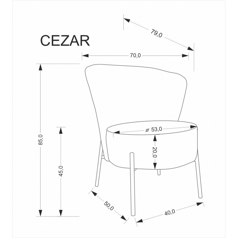 Fotel tapicerowany na wysokich nóżkach Cezar beżowy Halmar