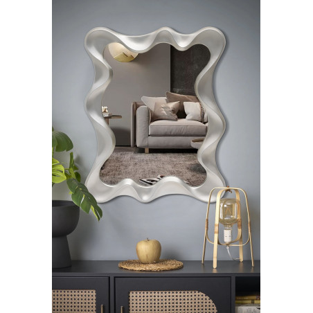 Lustro na ścianę futurystyczne Deco 90x70cm srebrny antyczny Halmar