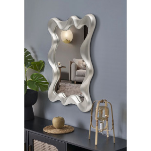 Lustro na ścianę futurystyczne Deco 90x70cm srebrny antyczny Halmar