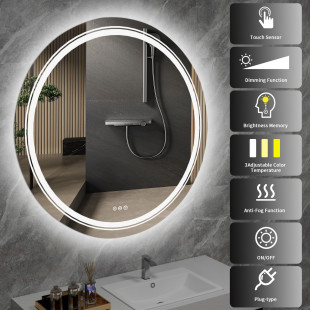 Lustro łazienkowe z podświetleniem LED Dover 60cm srebrne rama Halmar