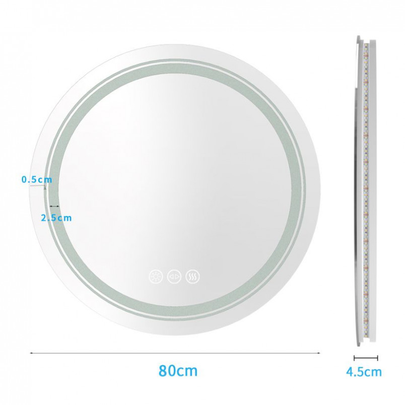 Lustro łazienkowe z podświetleniem LED Dover 80cm srebrne rama Halmar