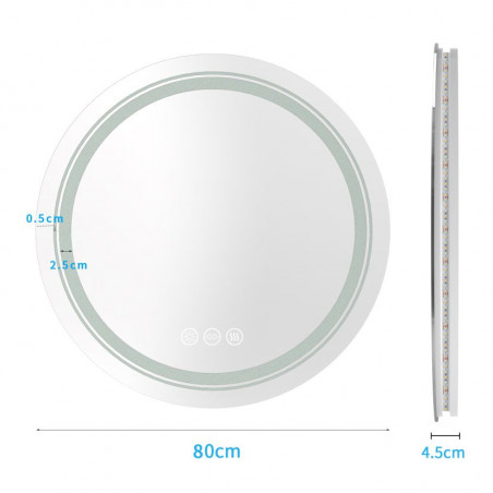 Lustro łazienkowe z podświetleniem LED Dover 80cm srebrne rama Halmar