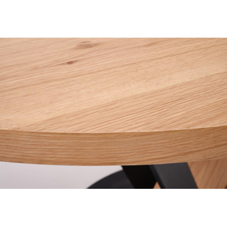 Stół okrągły na jednej nodze rozkładany Fanis 120-160cm naturalny / czarny Halmar