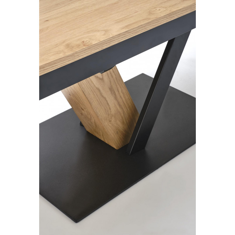 Stół rozkładany na jednej nodze Fanis 160-220x90cm naturalny / czarny Halmar