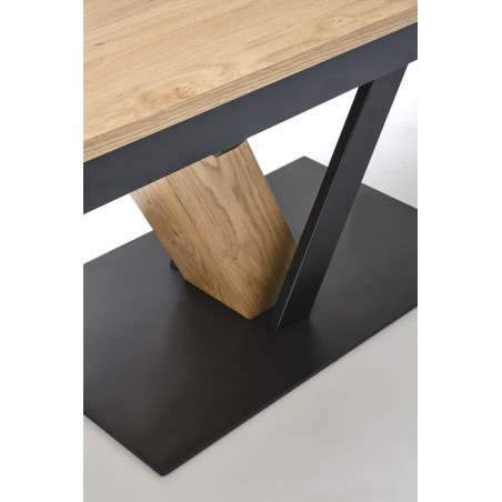 Stół rozkładany na jednej nodze Fanis 160-220x90cm naturalny / czarny Halmar
