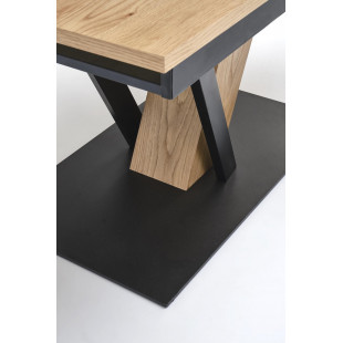 Stół rozkładany na jednej nodze Fanis 160-220x90cm naturalny / czarny Halmar