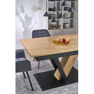 Stół rozkładany na jednej nodze Fanis 160-220x90cm naturalny / czarny Halmar