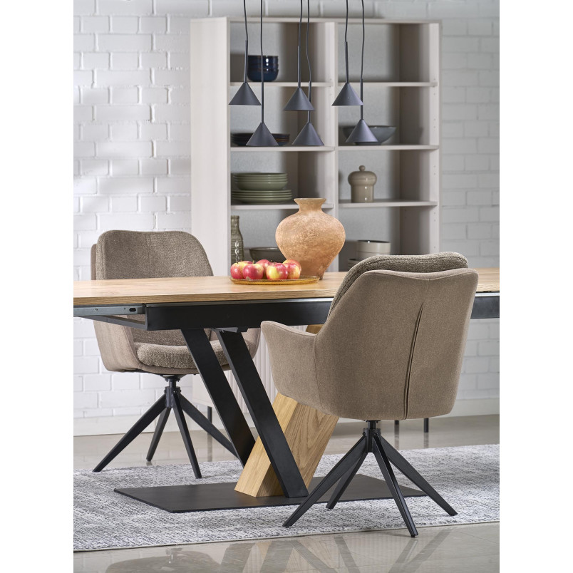 Stół rozkładany na jednej nodze Fanis 160-220x90cm naturalny / czarny Halmar