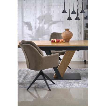 Stół rozkładany na jednej nodze Fanis 160-220x90cm naturalny / czarny Halmar