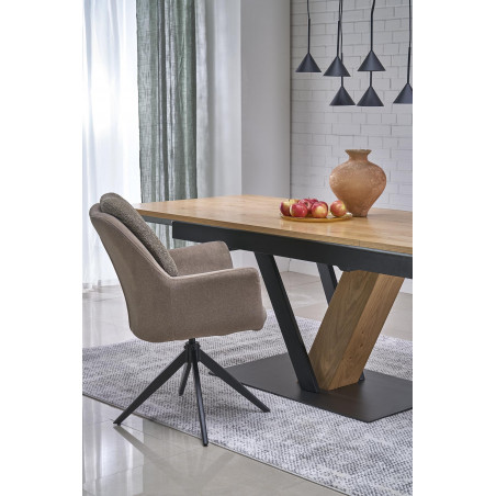 Stół rozkładany na jednej nodze Fanis 160-220x90cm naturalny / czarny Halmar