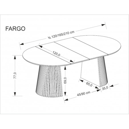Stół okrągły rozkładany na podstawie z lameli Fargo 120-21cm okleina naturalna Halmar