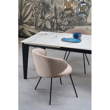 Stół rozkładany nowoczesny Felix 141-201x81cm biały marmur / czarny Halmar