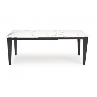 Stół rozkładany nowoczesny Felix 141-201x81cm biały marmur / czarny Halmar
