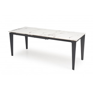 Stół rozkładany nowoczesny Felix 141-201x81cm biały marmur / czarny Halmar