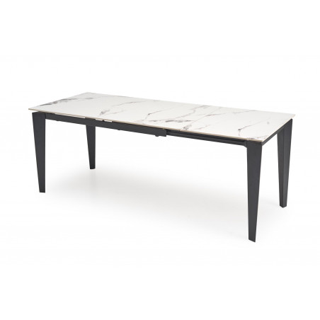 Stół rozkładany nowoczesny Felix 141-201x81cm biały marmur / czarny Halmar