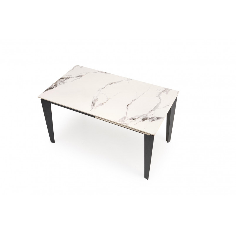 Stół rozkładany nowoczesny Felix 141-201x81cm biały marmur / czarny Halmar