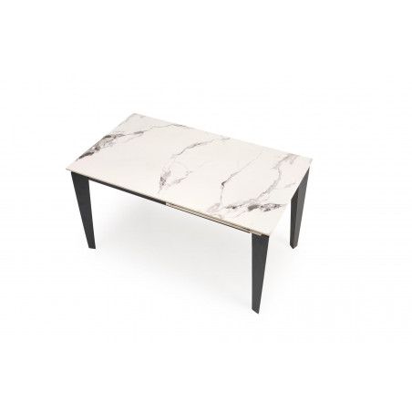 Stół rozkładany nowoczesny Felix 141-201x81cm biały marmur / czarny Halmar