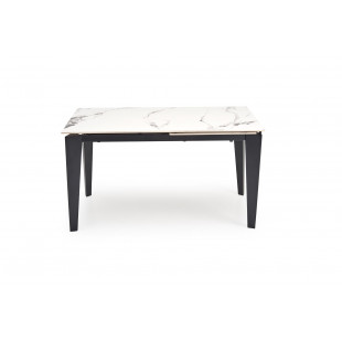 Stół rozkładany nowoczesny Felix 141-201x81cm biały marmur / czarny Halmar