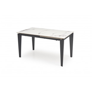 Stół rozkładany nowoczesny Felix 141-201x81cm biały marmur / czarny Halmar
