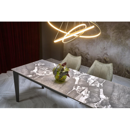 Stół rozkładany nowoczesny Felix 141-201x81cm popielaty marmur / czarny Halmar