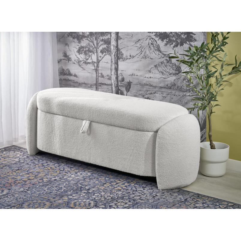Ławka tapicerowana z funkcją pojemnika Ficaria 150x47cm kremowa Halmar