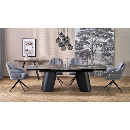 Stół rozkładany nowoczesny Forum 180-260x90cm czarny marmur / czarny Halmar