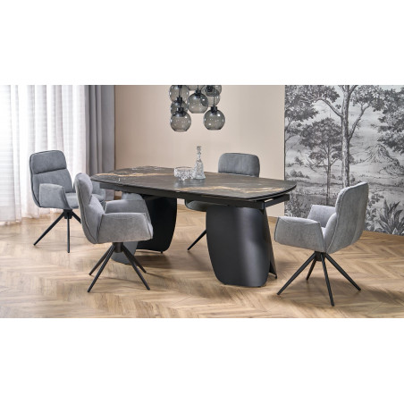 Stół rozkładany nowoczesny Forum 180-260x90cm czarny marmur / czarny Halmar