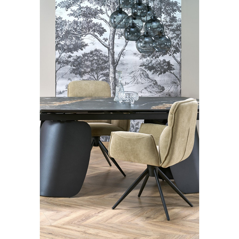 Stół rozkładany nowoczesny Forum 180-260x90cm czarny marmur / czarny Halmar