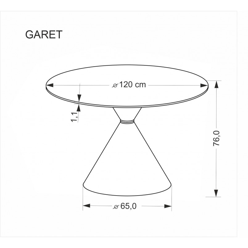 Stół okrągły na jednej nodze Garet 120cm biały marmur / czarny Halmar