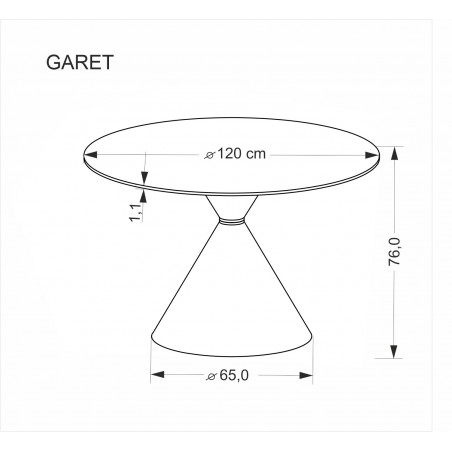 Stół okrągły na jednej nodze Garet 120cm biały marmur / czarny Halmar