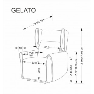 Fotel z funkcją elektrycznego rozkładania Gelato popiel Halmar