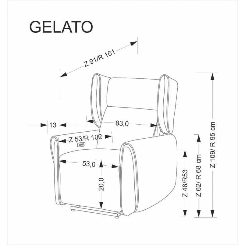 Fotel z funkcją elektrycznego rozkładania Gelato popiel Halmar