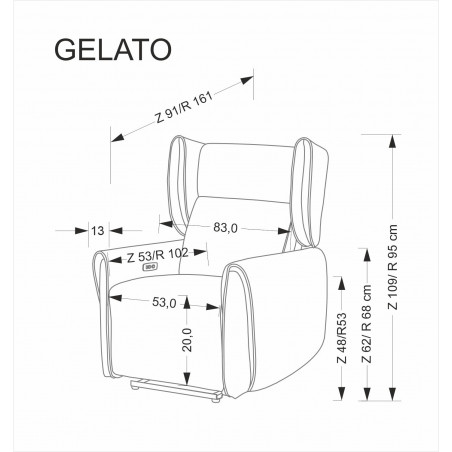 Fotel z funkcją elektrycznego rozkładania Gelato popiel Halmar