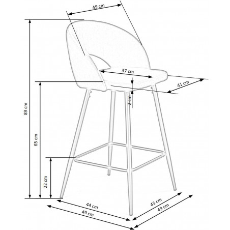 Krzesło barowe tapicerowane H-96 65cm czarne Halmar