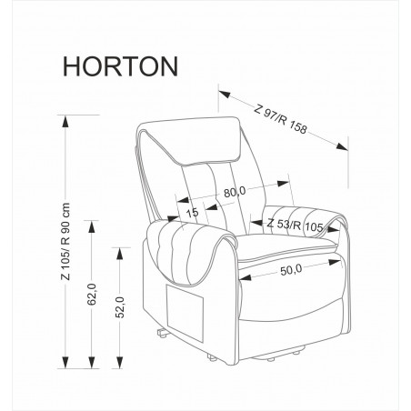 Fotel wypoczynkowy rozkładany z funkcją pionizacji Horton popiel Halmar