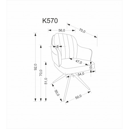 Krzesło obrotowe do jadalni K570 popiel Halmar