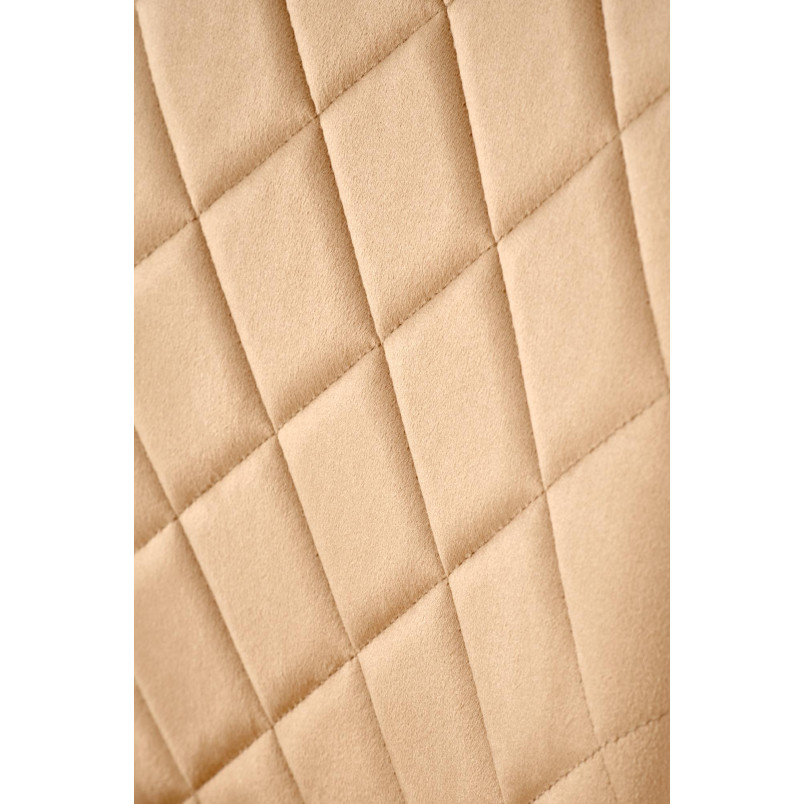 Krzesło welurowe pikowane K578 beżowy / srebrny Halmar