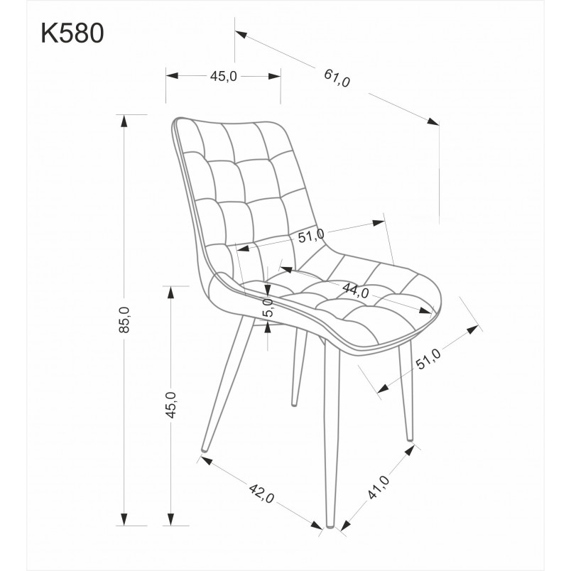 Krzesło welurowe pikowane K580 czarne Halmar