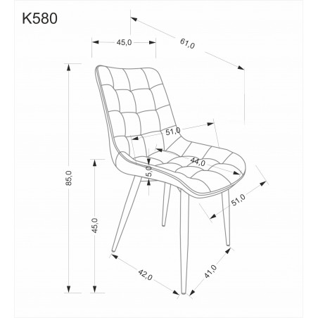 Krzesło welurowe pikowane K580 czarne Halmar