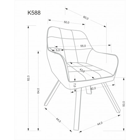 Krzesło welurowe z podłokietnikiem K588 czarne Halmar