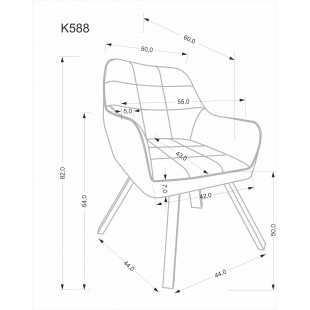 Krzesło welurowe z podłokietnikiem K588 popiel Halmar