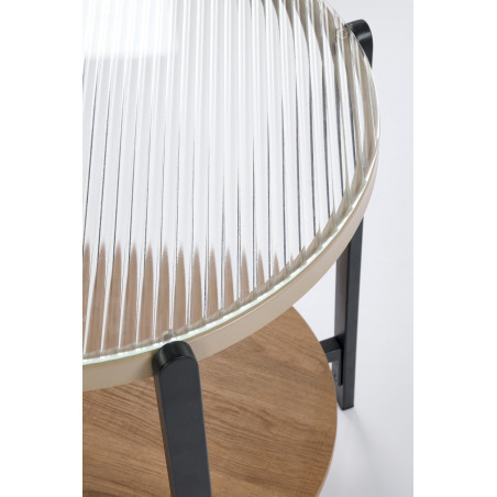 Stolik szklany z półką Kamala 53cm przeźroczysty / naturalny / czarny Halmar