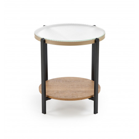 Stolik szklany z półką Kamala 53cm przeźroczysty / naturalny / czarny Halmar