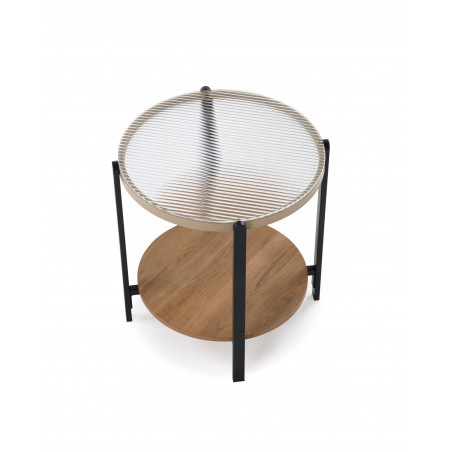 Stolik szklany z półką Kamala 53cm przeźroczysty / naturalny / czarny Halmar