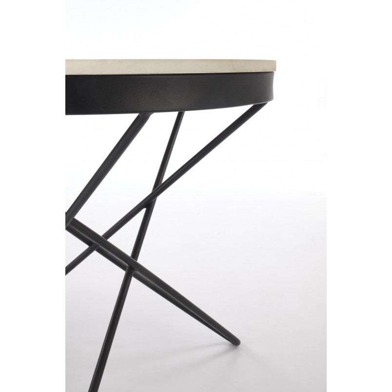 Stolik okrągły Leila 60cm biały marmur / czarny Halmar